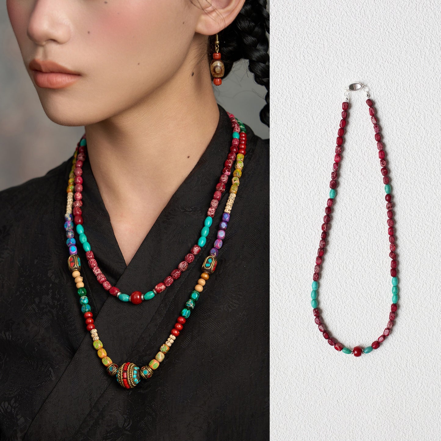 Zen Healing Tibetan Colored Turquoise Bodhi Healing Necklace