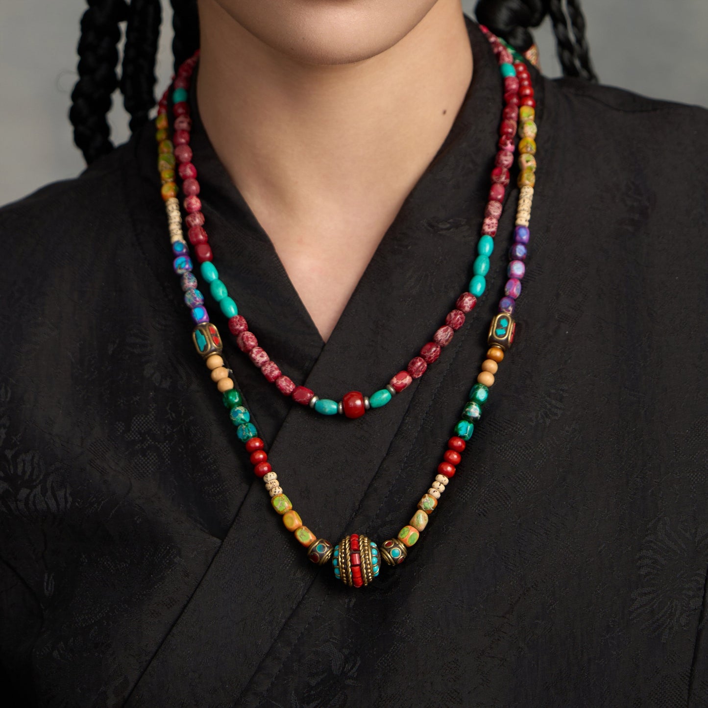 Zen Healing Tibetan Colored Turquoise Bodhi Healing Necklace