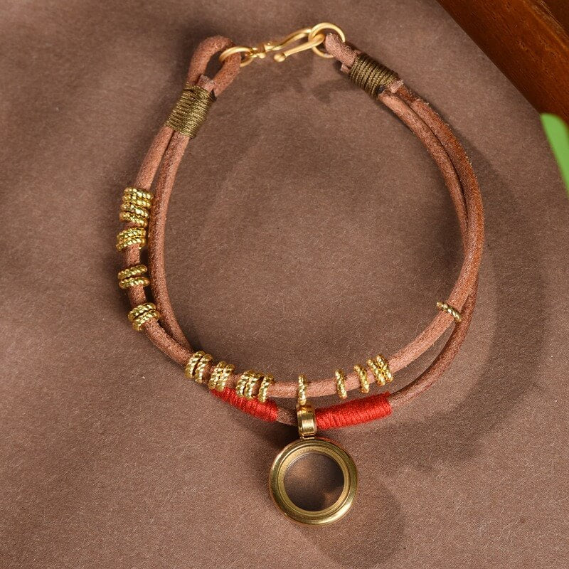 Zen Healing Tibetan Gawu Box Leather Braided Spiritual Protection & Good Fortune Bracelet