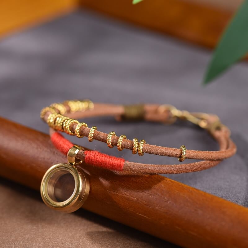 Zen Healing Tibetan Gawu Box Leather Braided Spiritual Protection & Good Fortune Bracelet