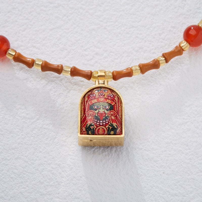 Zen Healing Tibetan Zhaqi Lhamo Olive Bamboo Ga'u Box Protection Pendant Necklace
