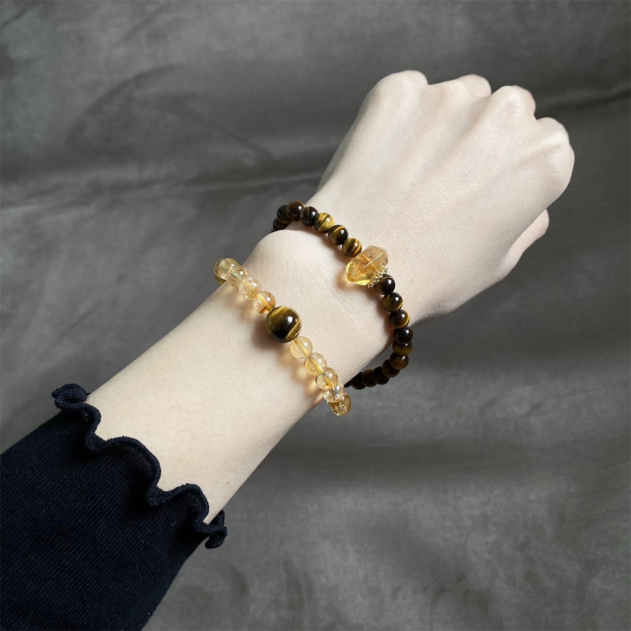 Zen Healing Tiger Eye Citrine Empowerment Abundance Double Wrap Bracelet