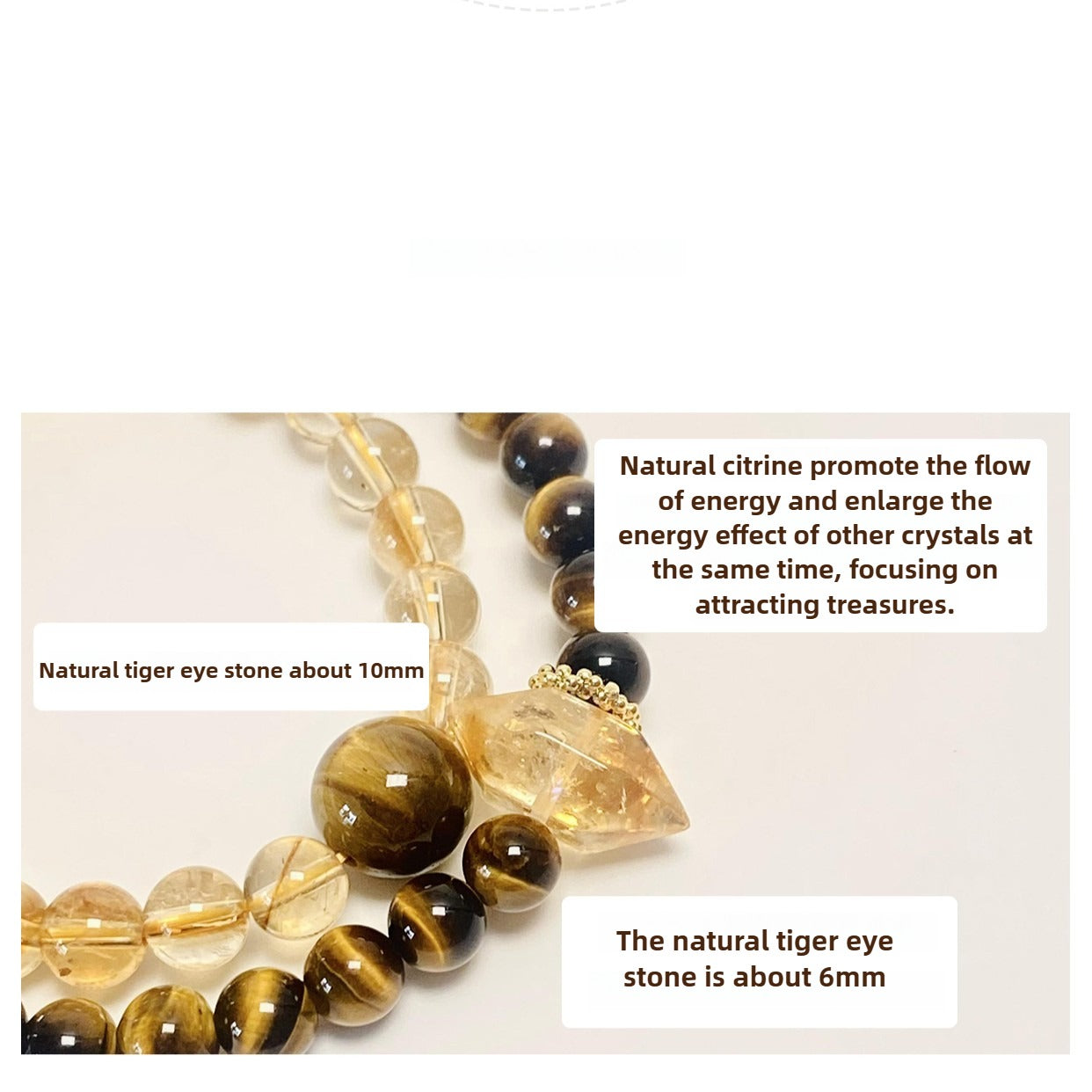 Zen Healing Tiger Eye Citrine Empowerment Abundance Double Wrap Bracelet
