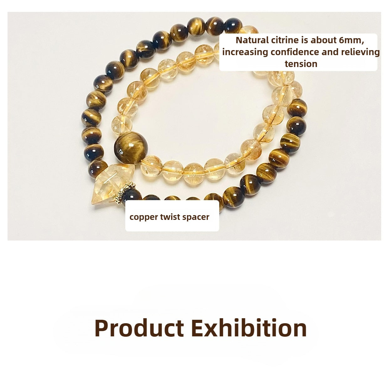 Zen Healing Tiger Eye Citrine Empowerment Abundance Double Wrap Bracelet