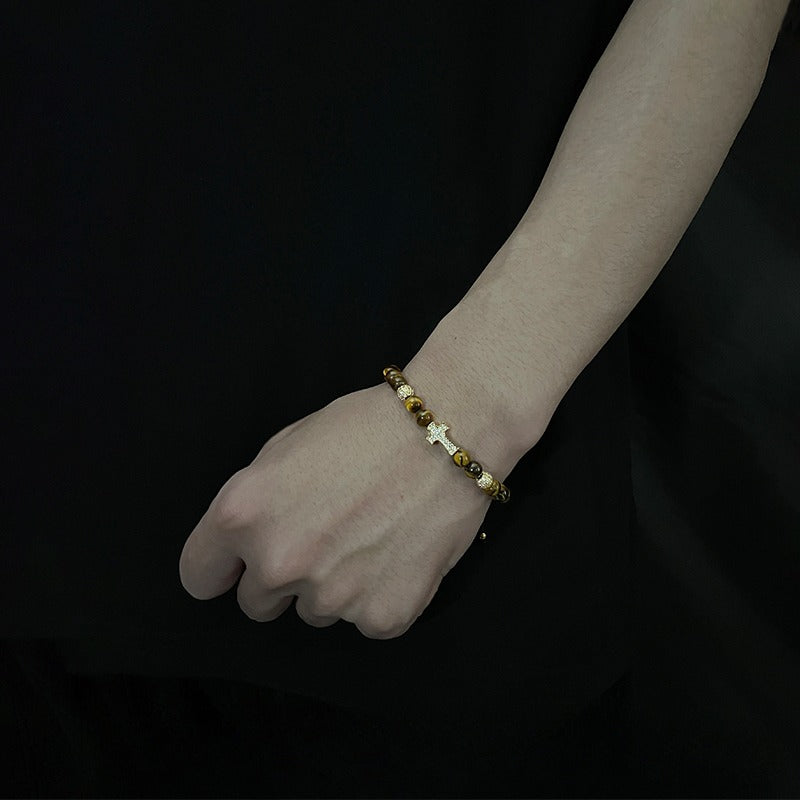 Zen Healing Tiger Eye Cross Confidence Protection Bracelet