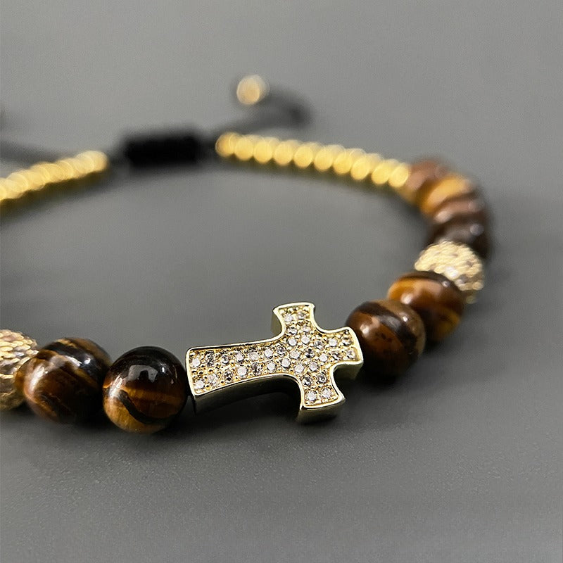 Zen Healing Tiger Eye Cross Confidence Protection Bracelet