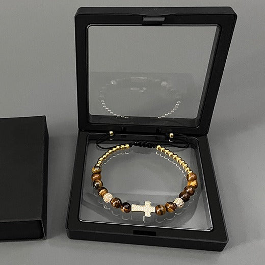 Zen Healing Tiger Eye Cross Confidence Protection Bracelet