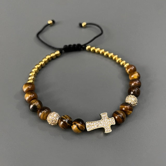Zen Healing Tiger Eye Cross Confidence Protection Bracelet