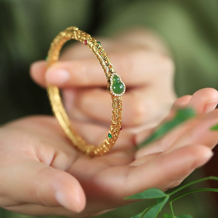 Zen Healing Vintage Auspicious Clouds Pattern Gourd Luck Bracelet