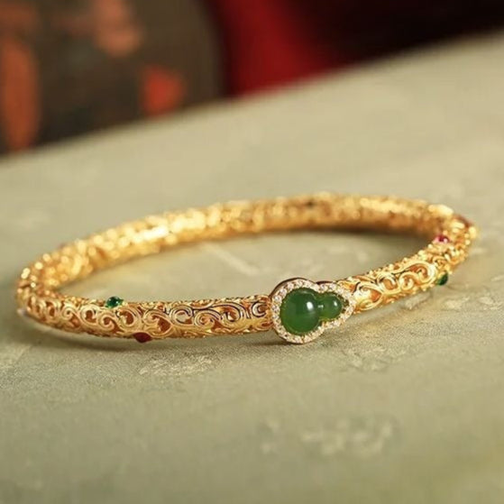 Zen Healing Vintage Auspicious Clouds Pattern Gourd Luck Bracelet