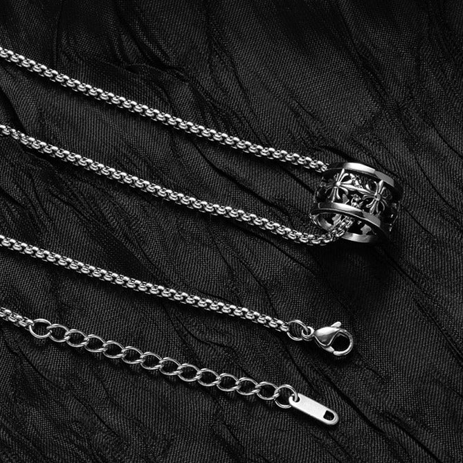 Zen Healing Vintage Cross Round Protection Pendant Necklace