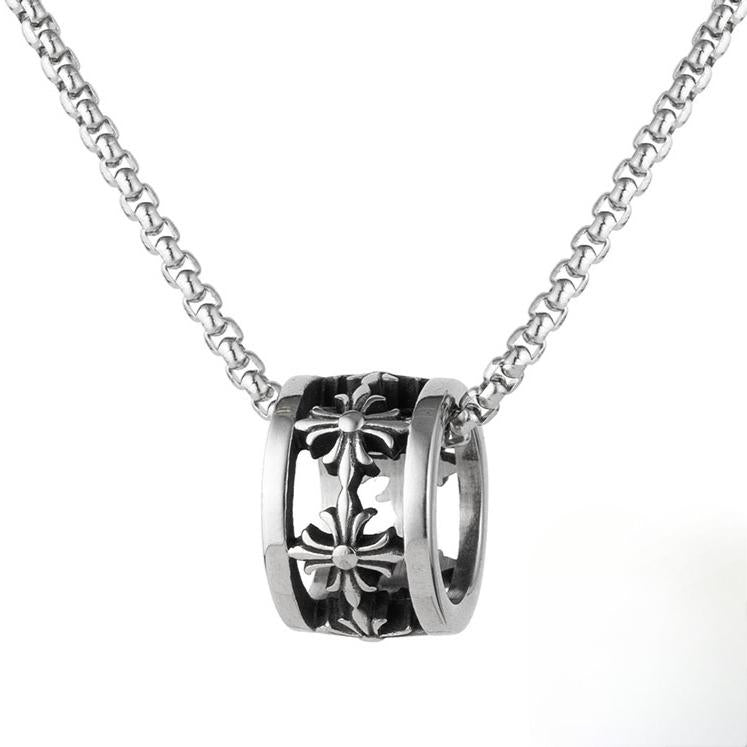 Zen Healing Vintage Cross Round Protection Pendant Necklace