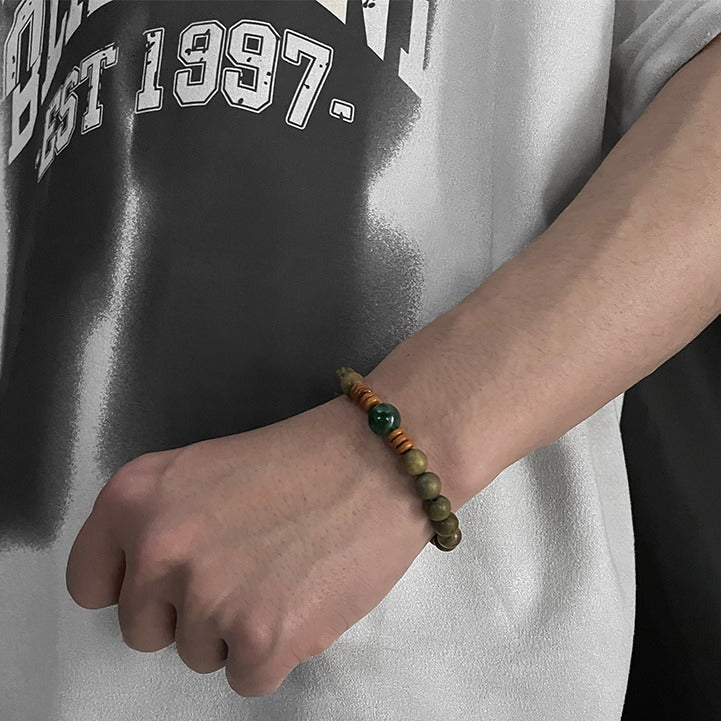 Zen Healing Vintage Green Sandalwood Tranquility Wisdom Bracelet