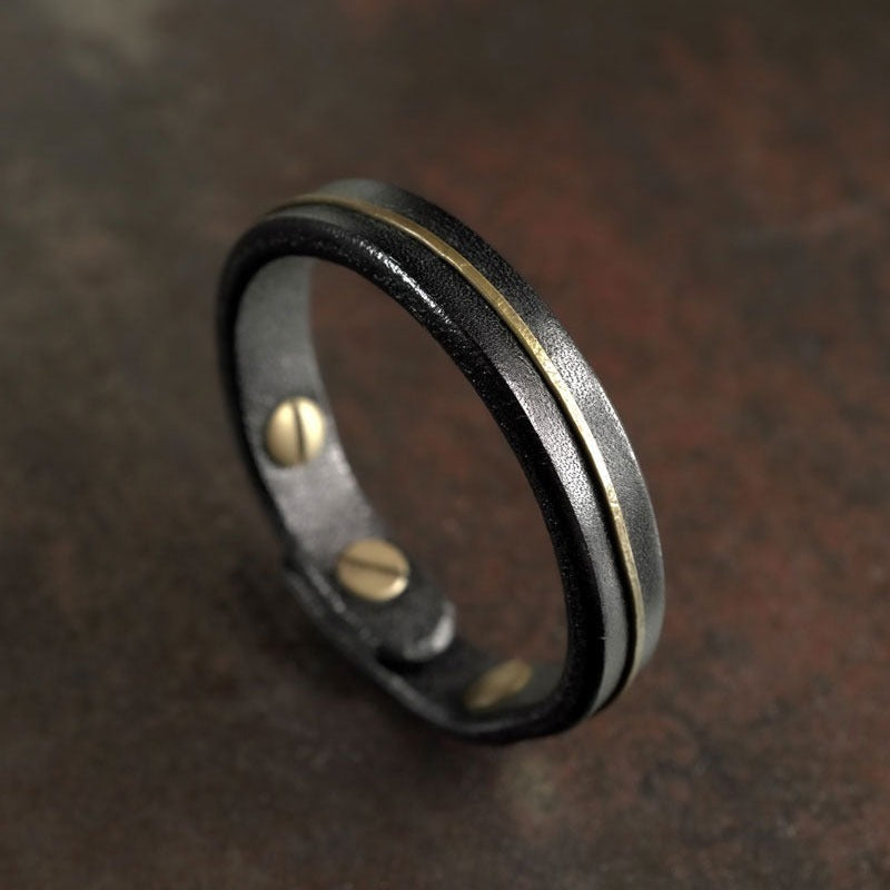 Zen Healing Vintage Leather Copper Design Strength Couple Bracelet