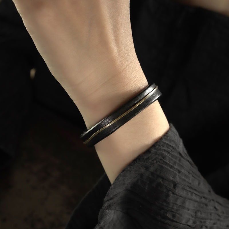 Zen Healing Vintage Leather Copper Design Strength Couple Bracelet