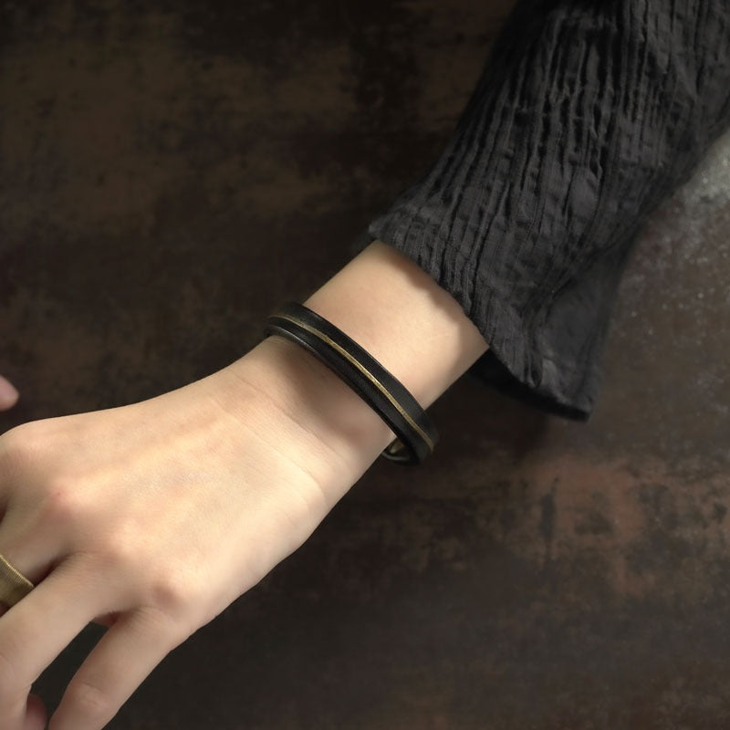 Zen Healing Vintage Leather Copper Design Strength Couple Bracelet