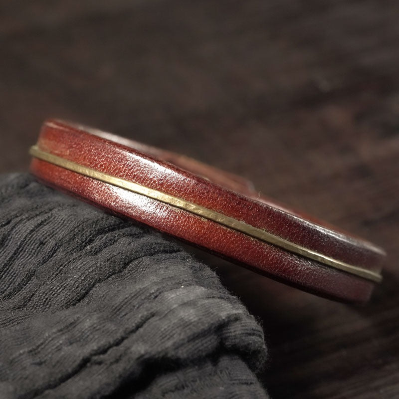 Zen Healing Vintage Leather Copper Design Strength Couple Bracelet