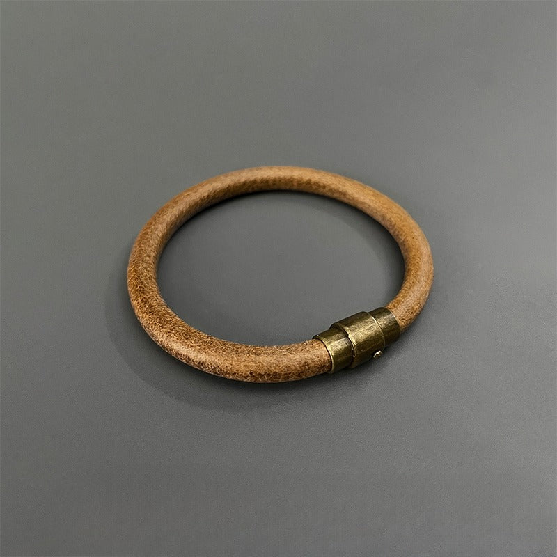 Zen Healing Vintage Leather Luck Copper Magnetic Buckle Bracelet