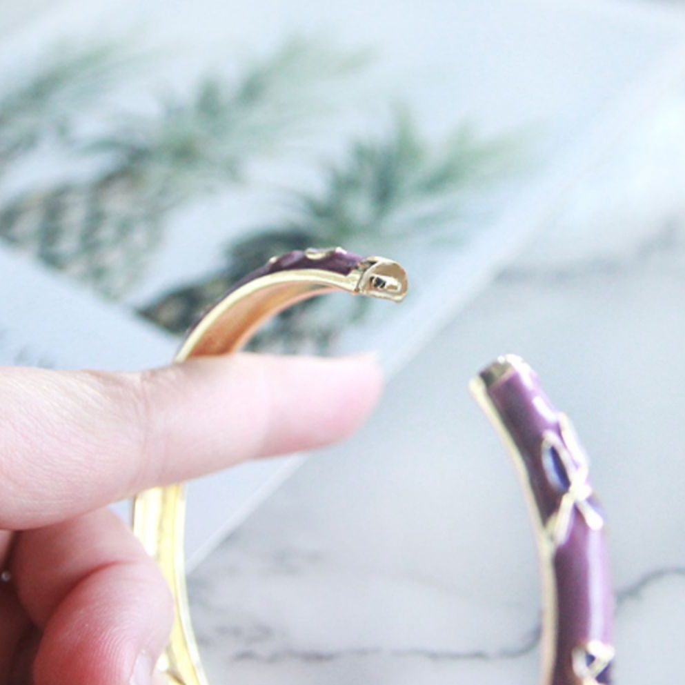 Zen Healing Vintage Purple Enamel Alloy Protection Bangle Bracelet