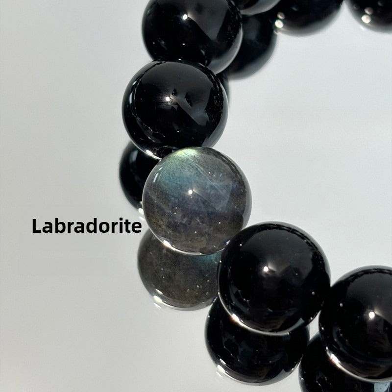 Zen Healing Year Of The Snake Black Obsidian Silver Obsidian Labradorite Luck & Protection Bracelet