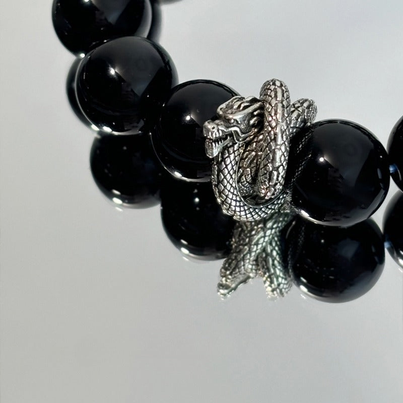 Zen Healing Year Of The Snake Black Obsidian Silver Obsidian Labradorite Luck & Protection Bracelet
