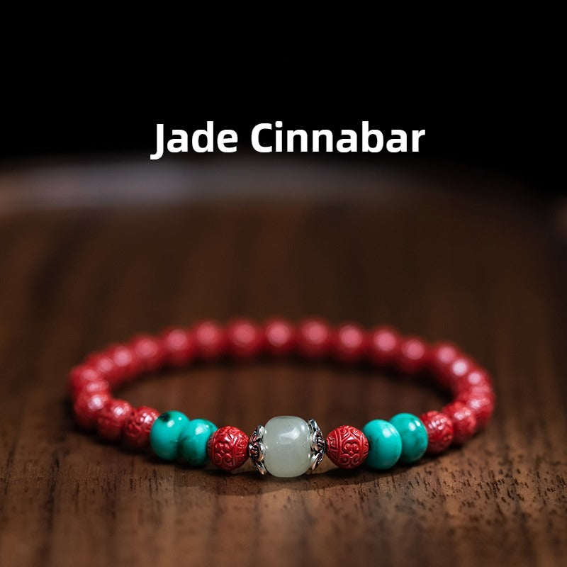 Zen Healing Year of the Snake Turquoise Cinnabar Luck Wealth Bracelet