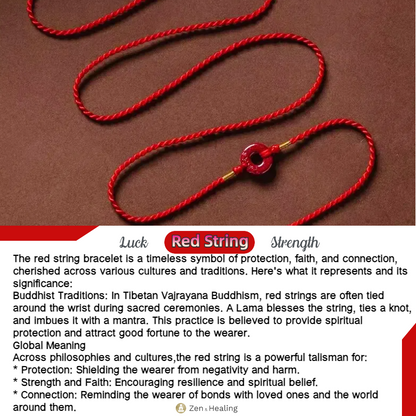 Zen Healing Fu Character Luck Red String Bracelet