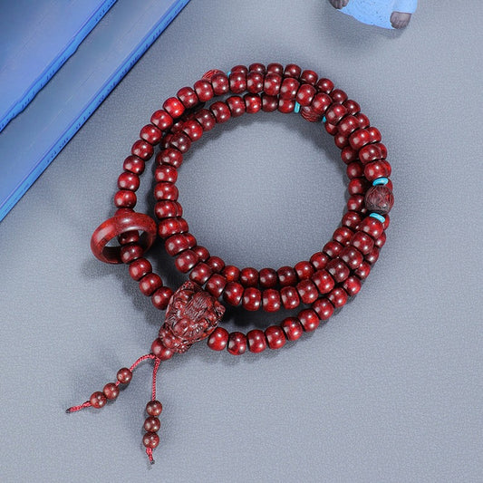 108 Mala Beads Blood Rosewood Dragon Healing Energy Protection Bracelet