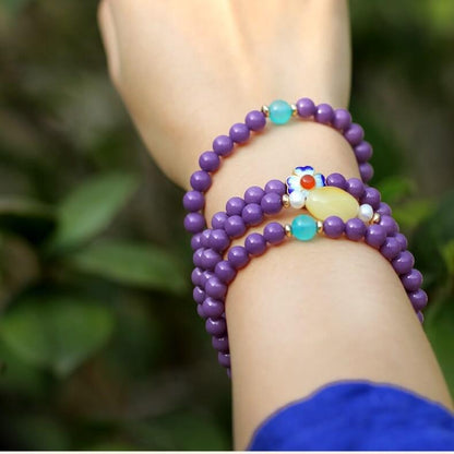 Zen healing 108 Beads Amethyst Mica Spiritual Healing Mala Bracelet