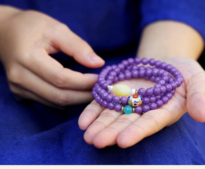 Zen healing 108 Beads Amethyst Mica Spiritual Healing Mala Bracelet