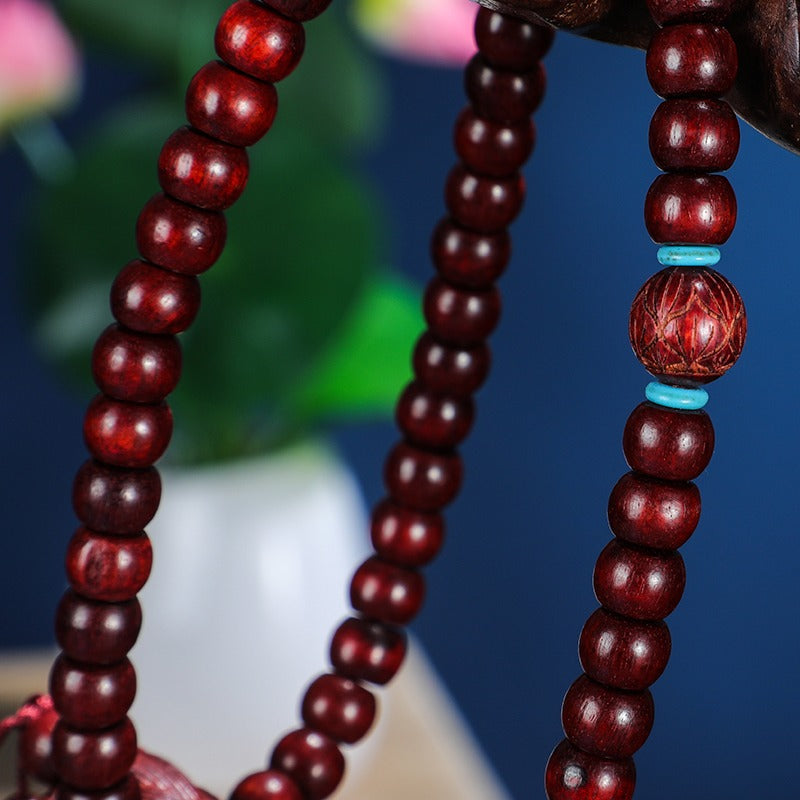 108 Mala Beads Blood Rosewood Dragon Healing Energy Protection Bracelet