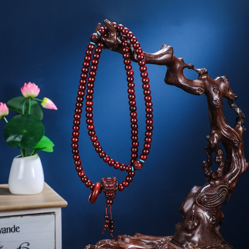 108 Mala Beads Blood Rosewood Dragon Healing Energy Protection Bracelet