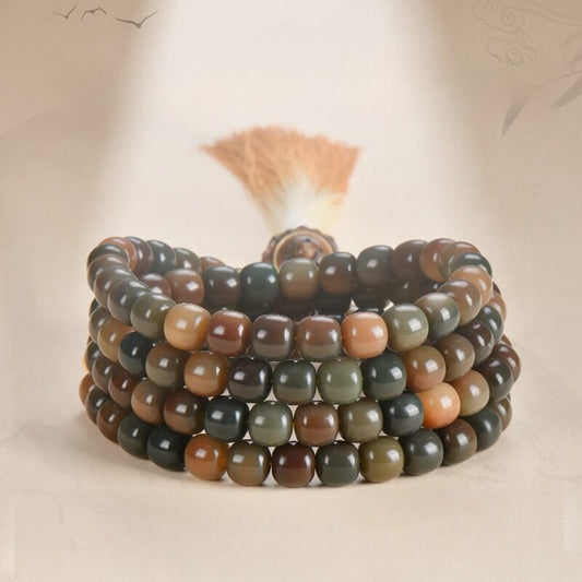 108 Mala Beads Color Bodhi Seed Dzi Bead Keep Away Evil Spirits Bracelet