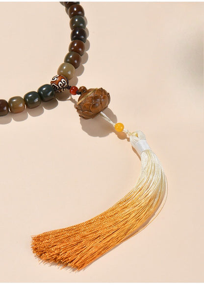 108 Mala Beads Color Bodhi Seed Dzi Bead Keep Away Evil Spirits Bracelet