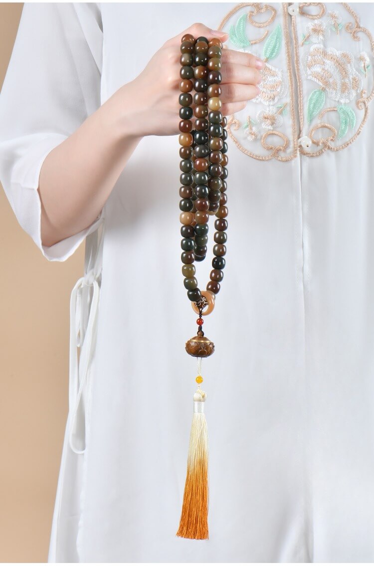 108 Mala Beads Color Bodhi Seed Dzi Bead Keep Away Evil Spirits Bracelet