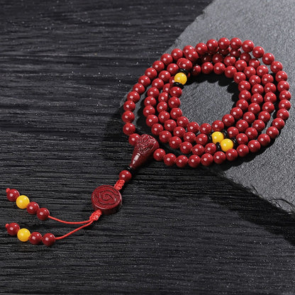108 Mala Beads Natural Cinnabar Lapis Lazuli Beeswax Protection Bracelet