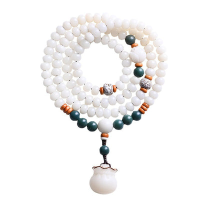 108 Mala Beads White Jade Bodhi Fortune Bag Blessing Bracelet