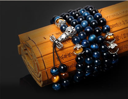 108 Natural Tiger Eye Gemstone Beads Prayer Mala Bracelet Necklace