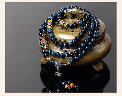 108 Natural Tiger Eye Gemstone Beads Prayer Mala Bracelet Necklace