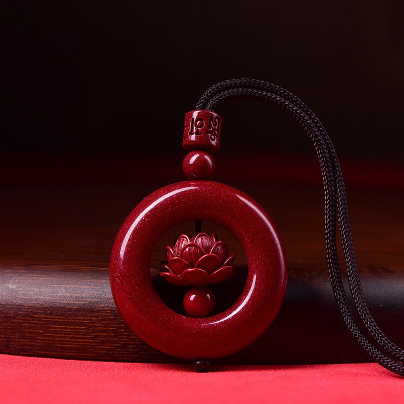 Cinnabar Lotus Peace pendant Away Evil