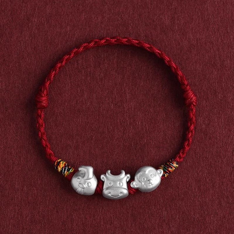 Zen Healing 2025 Chinese Zodiac 999 Silver Red String Protection Bracelet