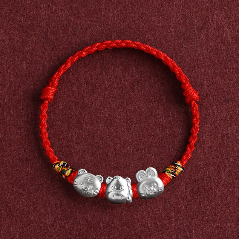 Zen Healing 2025 Chinese Zodiac 999 Silver Red String Protection Bracelet