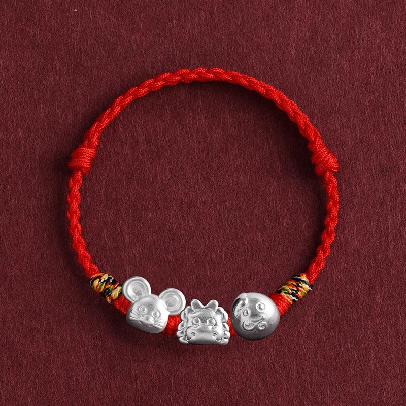 Zen Healing 2025 Chinese Zodiac 999 Silver Red String Protection Bracelet