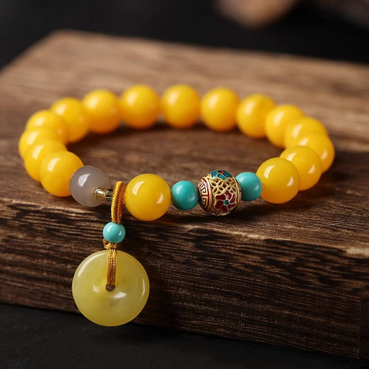 Amber Agate Jade Lucky Peace Bracelet