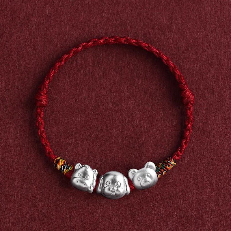 Zen Healing 2025 Chinese Zodiac 999 Silver Red String Protection Bracelet