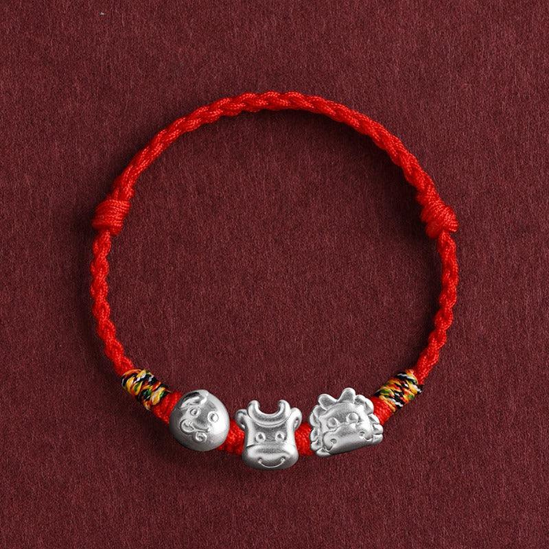 Zen Healing 2025 Chinese Zodiac 999 Silver Red String Protection Bracelet