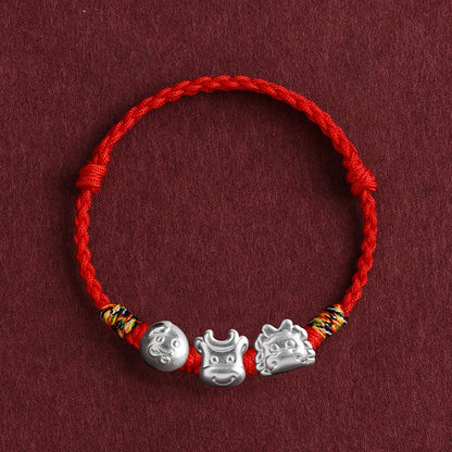 Zen Healing 2025 Chinese Zodiac 999 Silver Red String Protection Bracelet