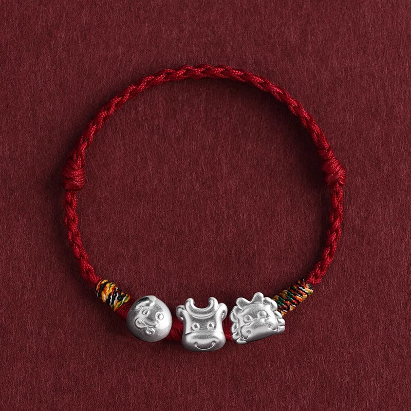 Zen Healing 2025 Chinese Zodiac 999 Silver Red String Protection Bracelet