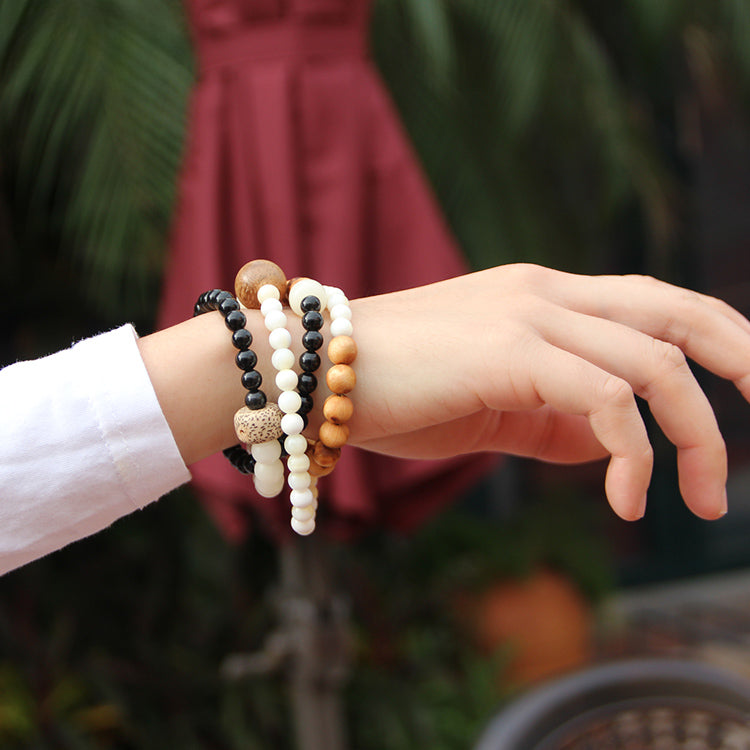 108 Mala Beads Black Obsidian Bodhi Seed Peace Wisdom Bracelet