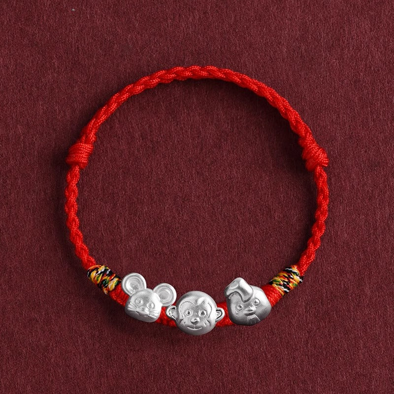 Zen Healing 2025 Chinese Zodiac 999 Silver Red String Protection Bracelet